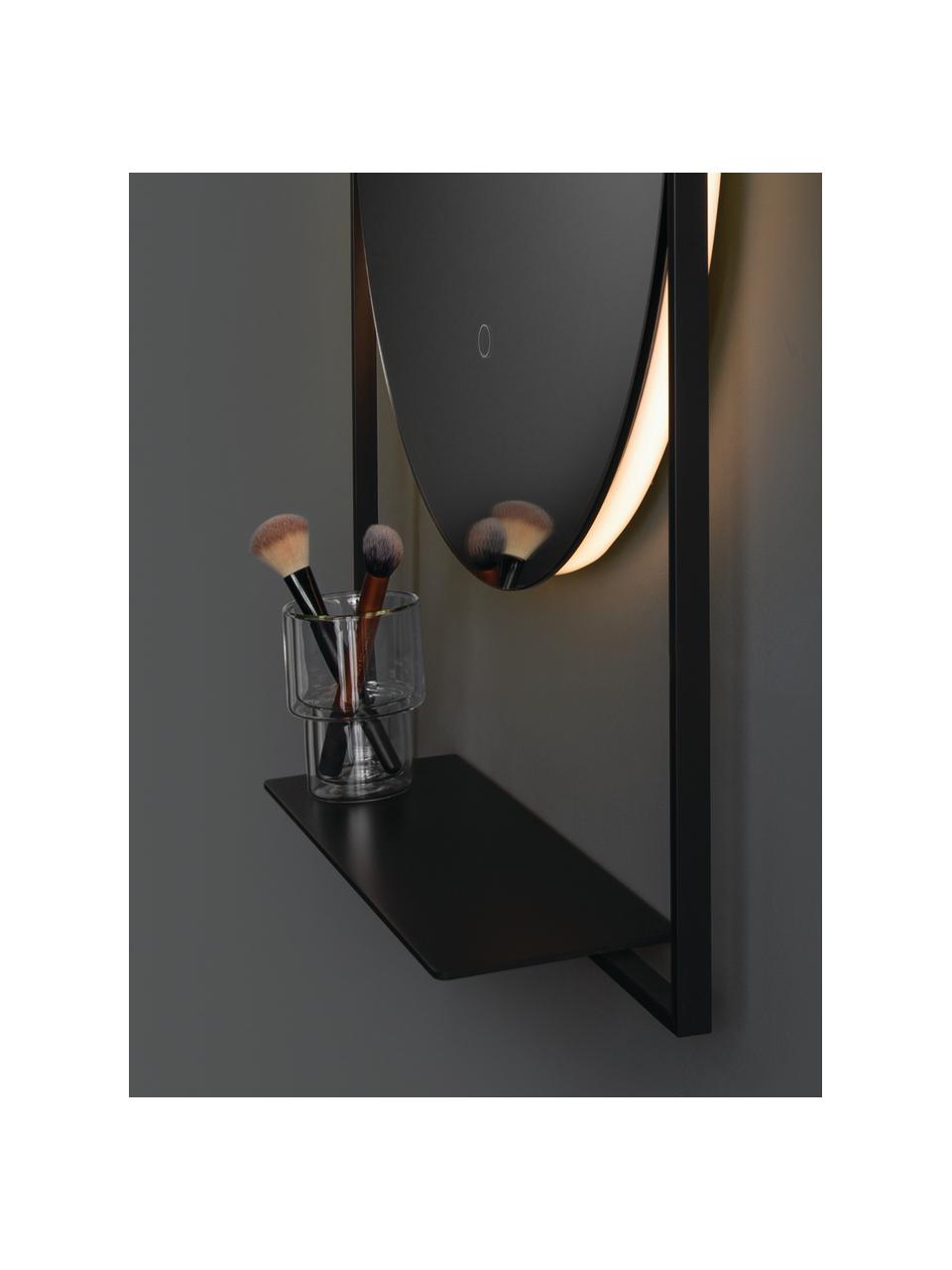 Nástěnné zrcadlo s LED podsvícením Cassiopea, Černá, Š 60 cm, V 75 cm