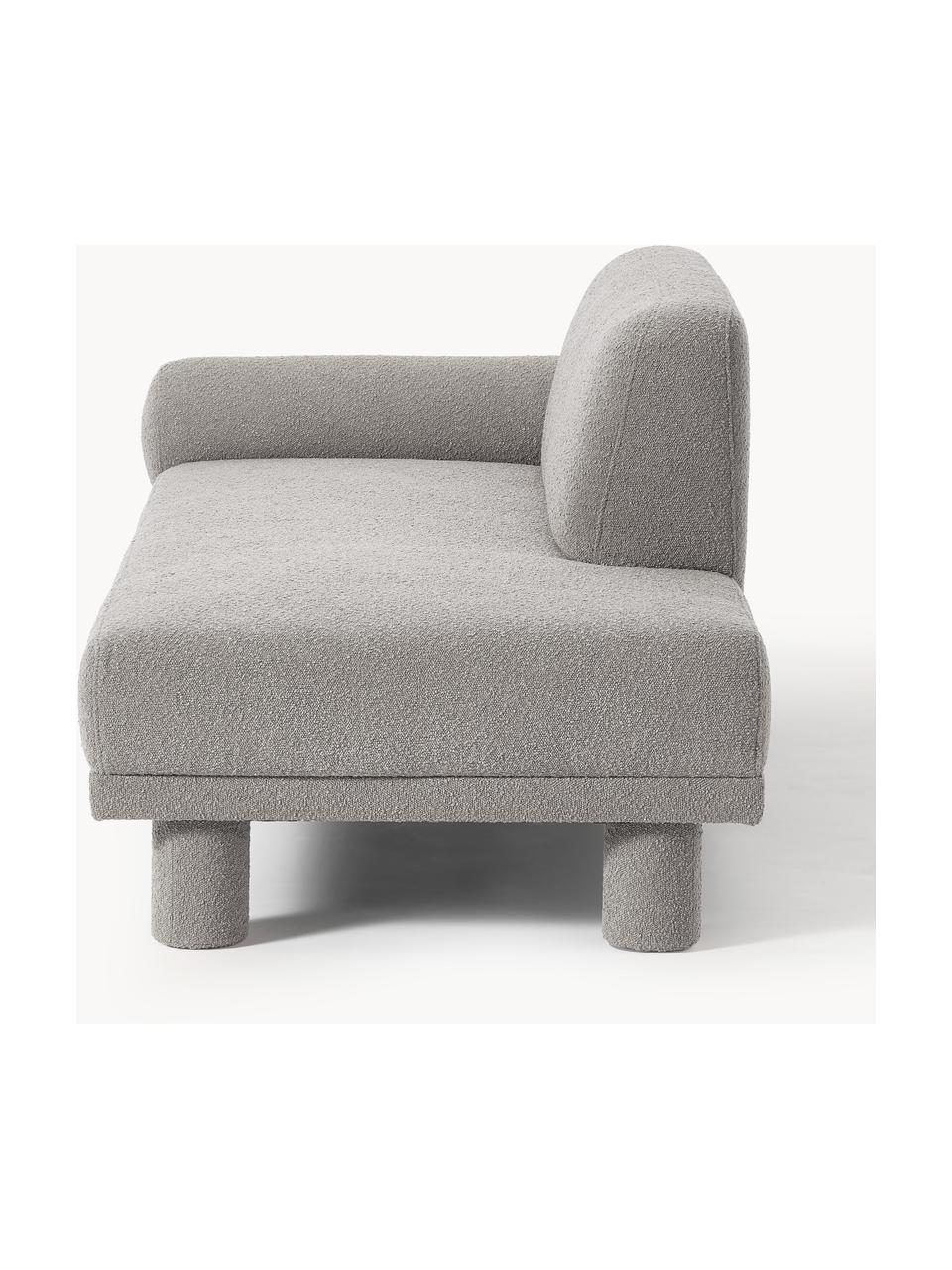 Bouclé chaise longue Lilo, Poten: kunststof, gevoerd Dit pr, Bouclé grijs, B 205 x D 93 cm, rugleuning links