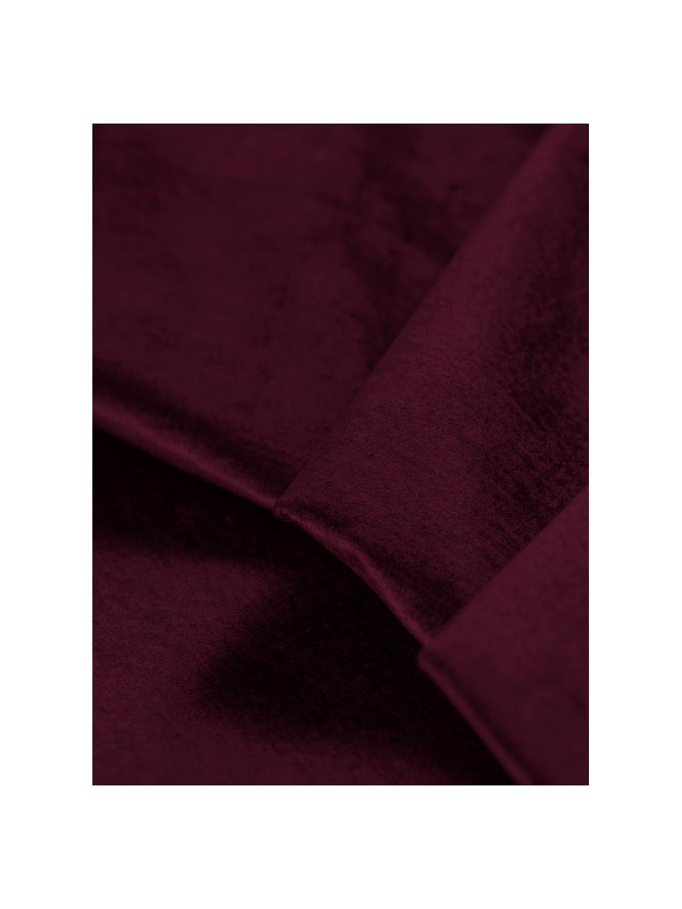 Divano letto 3 posti in velluto rosso con contenitore Byron, Rivestimento: velluto di poliestere Con, Struttura: Pino massiccio, Truciolar, Velluto rosso vino, nero, Larg. 250 x Prof. 105 cm
