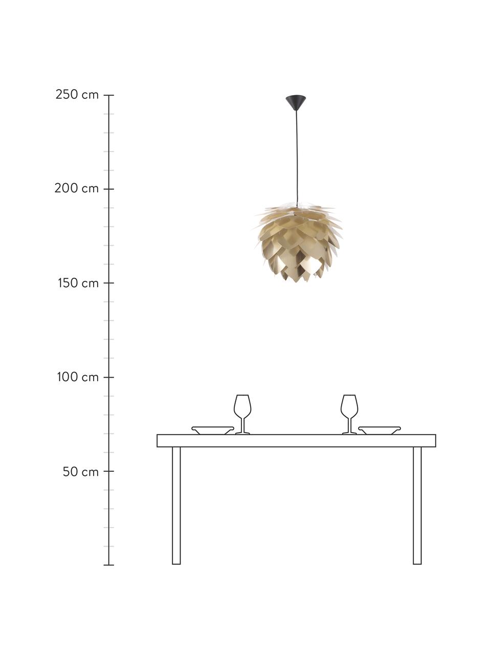 Lámpara de techo Silvia, set para montar, Pantalla: polipropileno, Anclaje: plástico, Cable: cubierto en tela, Latón, negro, Ø 50 x Al 41 cm