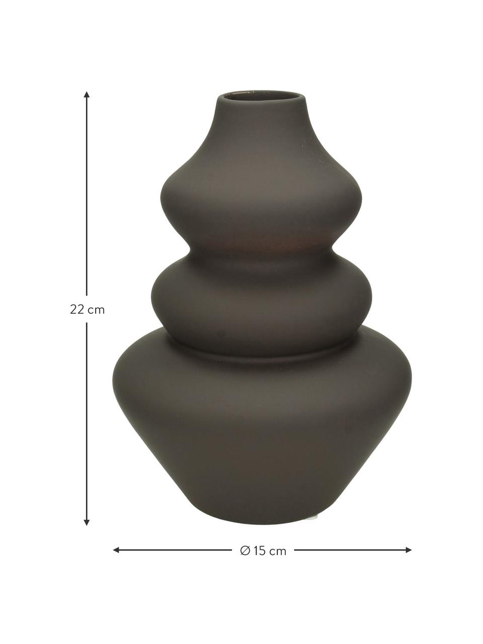 Design-Vase Thena in organischer Form in Dunkelbraun, Steingut, Dunkelbraun, Ø 15 x H 20 cm