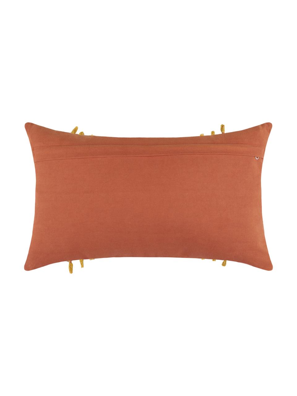 Housse de coussin rectangulaire ethnique Puebla, Rose, jaune, pourpre, blanc