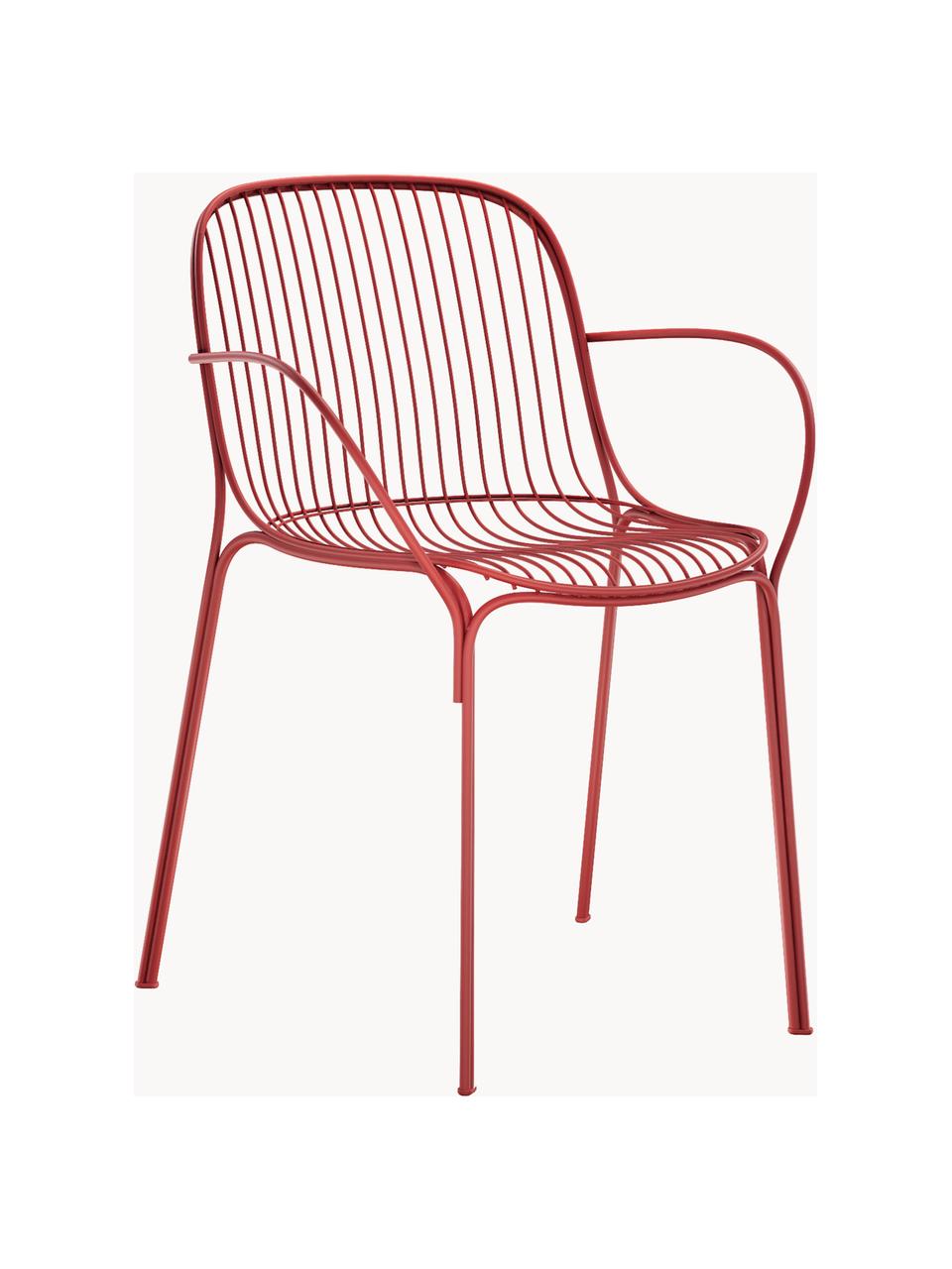 Chaise de jardin à accoudoirs Hiray, Acier galvanisé, laqué, Rouge, larg. 46 x prof. 55 cm