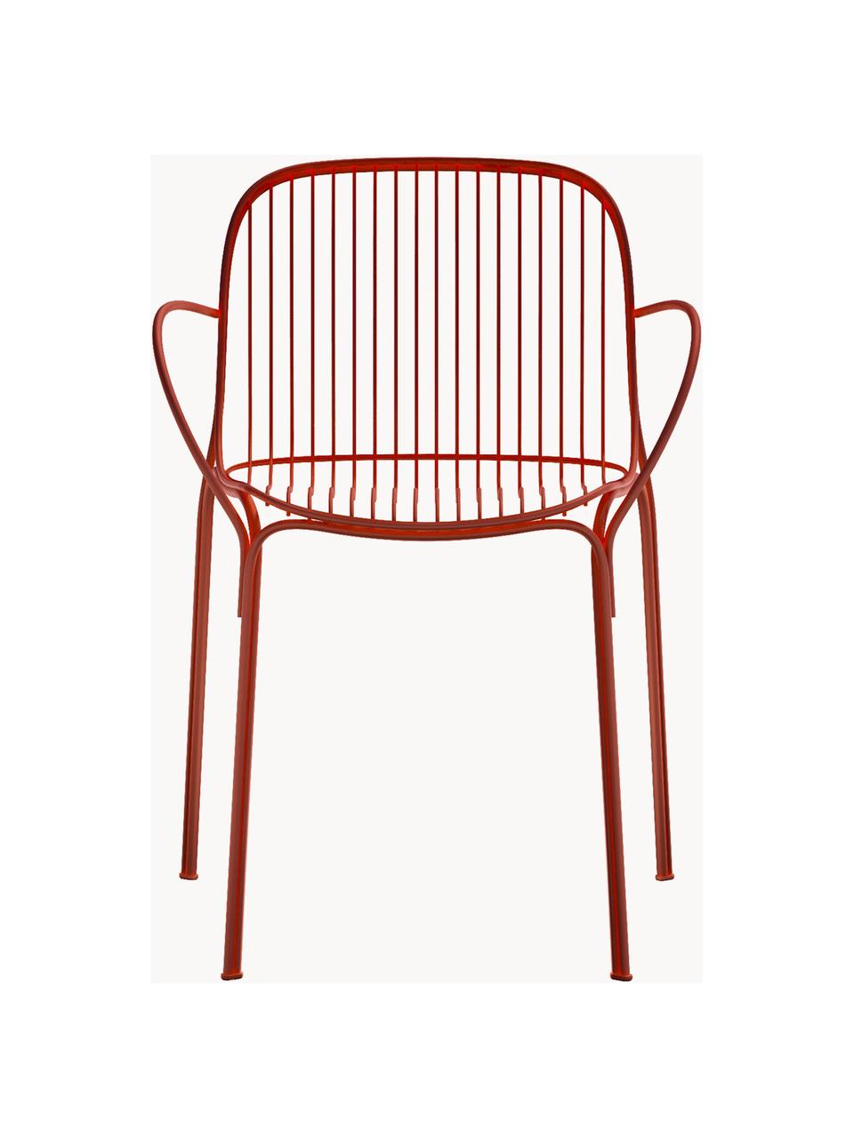 Chaise de jardin à accoudoirs Hiray, Acier galvanisé, laqué, Rouge, larg. 46 x prof. 55 cm