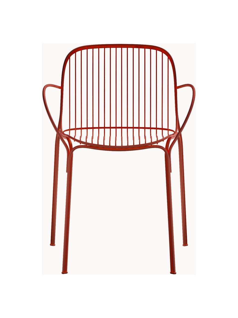 Záhradná stolička s opierkami Hiray, Pozinkovaná oceľ, lakovaná, Červená, Š 46 x H 55 cm