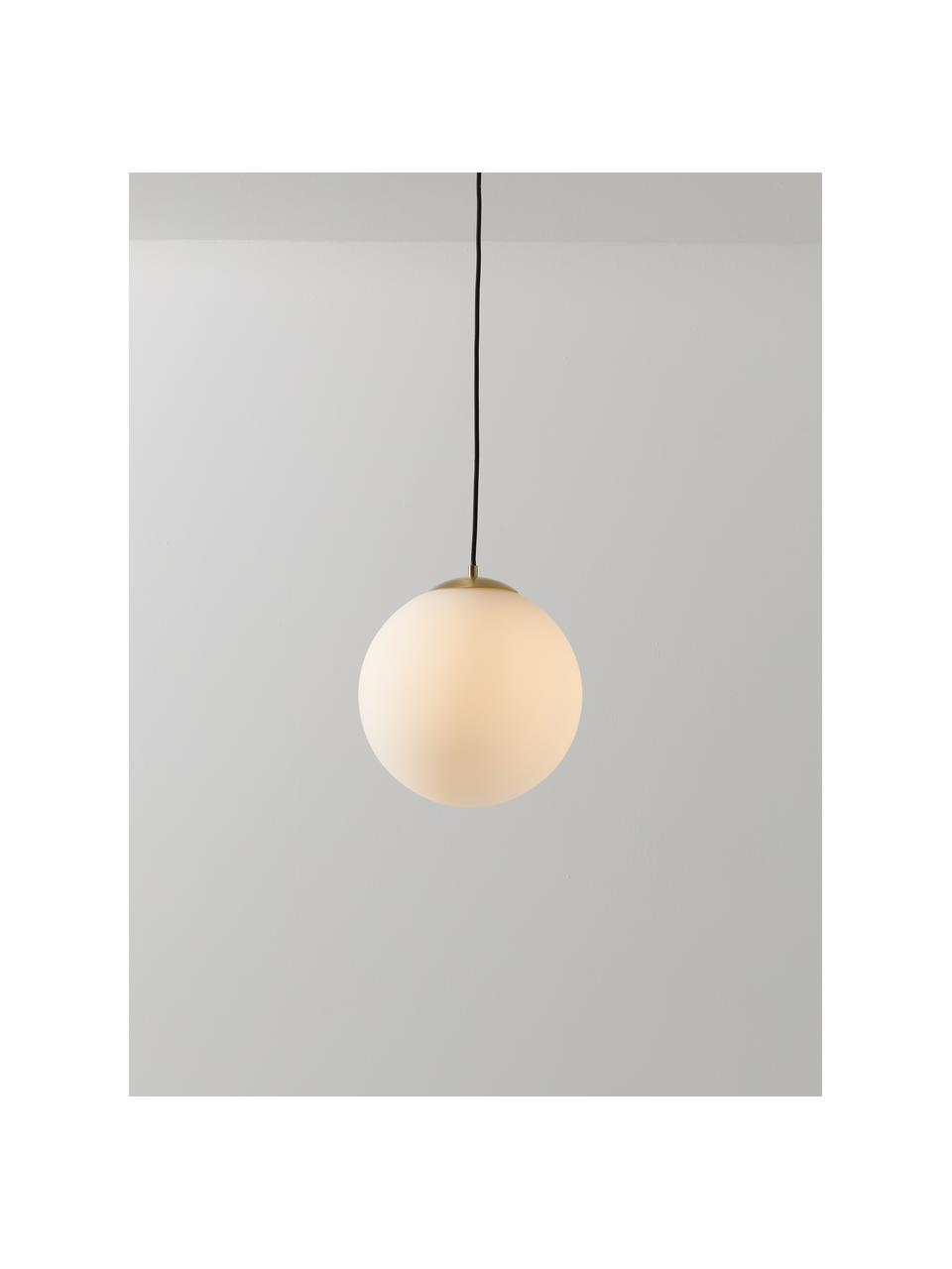 Hanglamp  met bollen Beth van opaalglas, Lampenkap: opaalglas, Decoratie: vermessingd metaal, Wit, Ø 30 cm