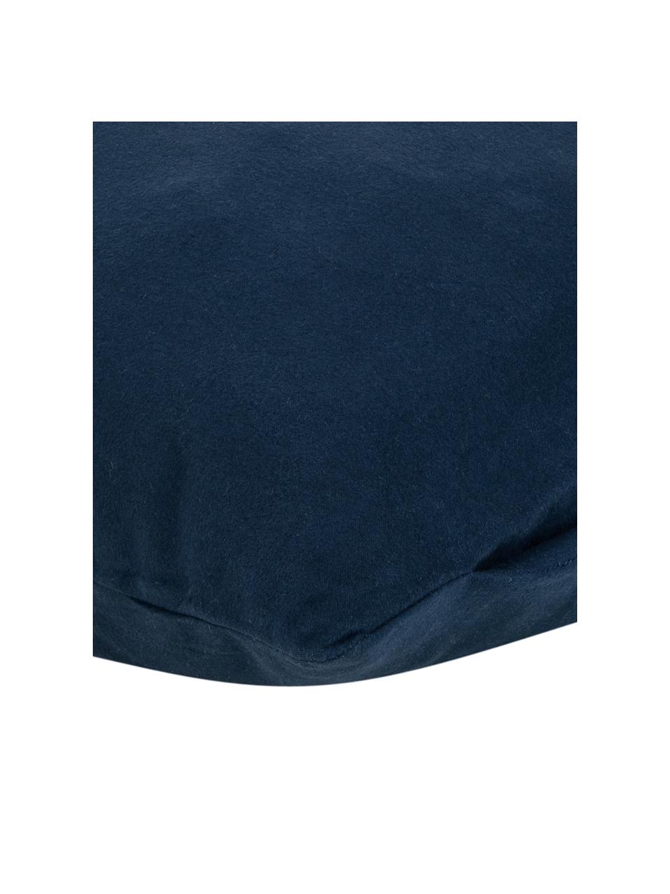 Flanelová obliečka na vankúš Erica, 2 ks, 100 % bavlnený flanel, Tmavomodrá, Š 40 x D 80 cm