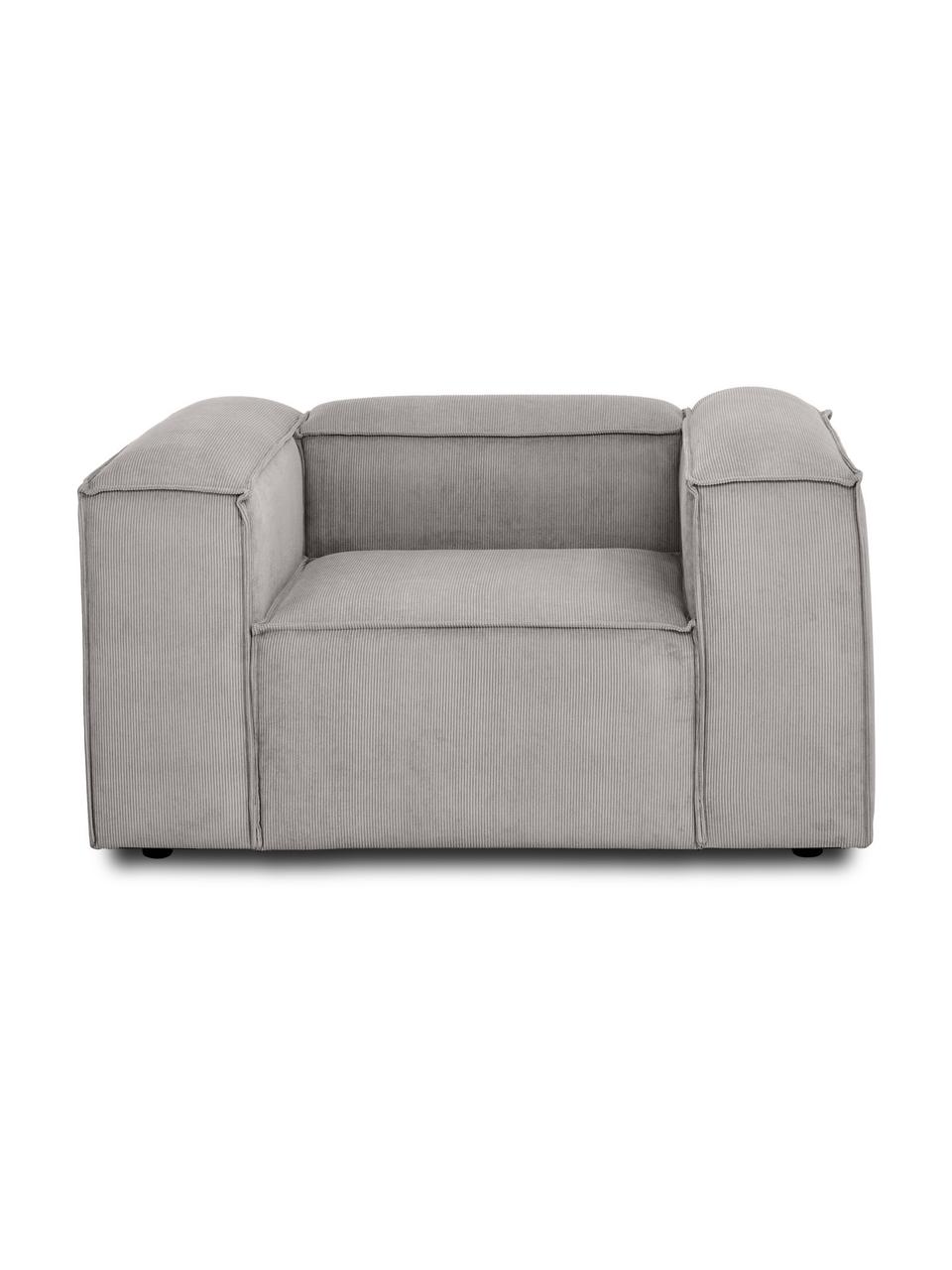 Sessel Lennon aus Cord, Bezug: Cord (92 % Polyester, 8 %, Gestell: Massives Kiefernholz FSC-, Beine: Kunststoff, Cord Hellgrau, B 130 x T 101 cm
