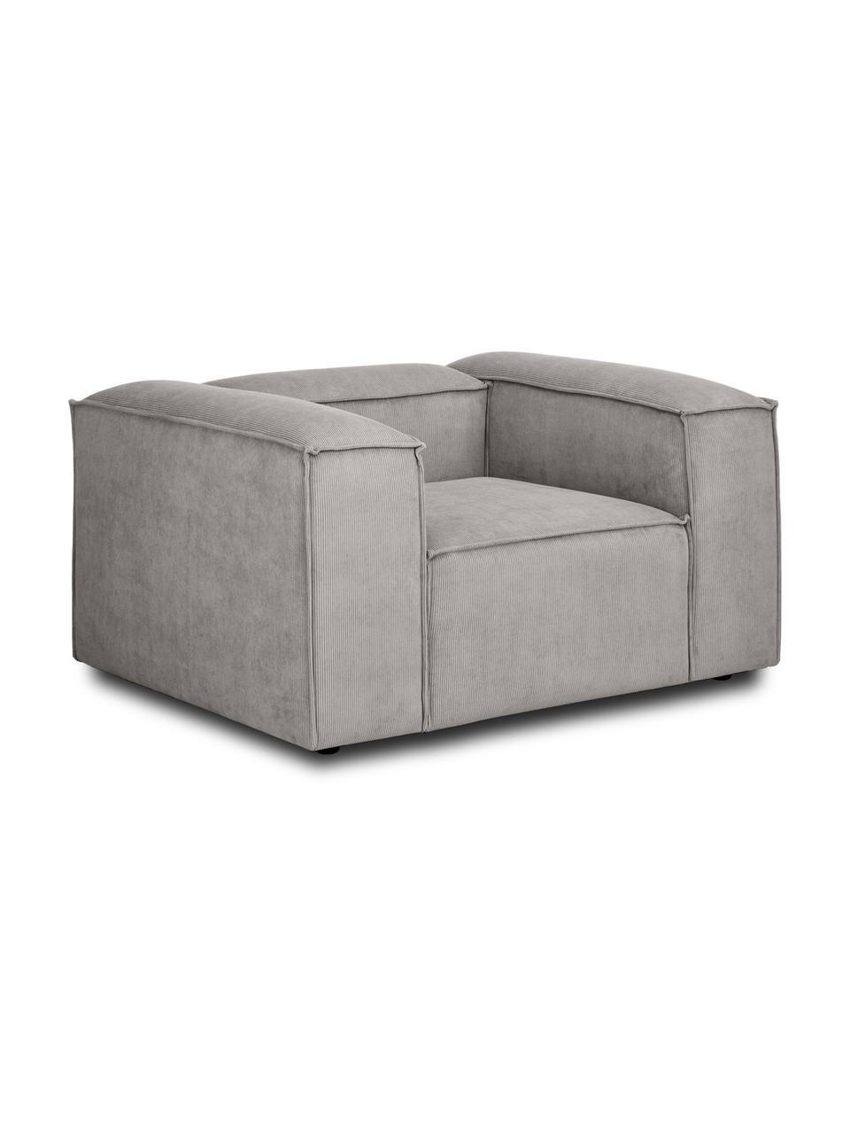Poltrona in velluto a coste Lennon, Rivestimento: velluto a coste (92% poli, Struttura: legno di pino massiccio, , Gambe: plastica, Velluto a coste grigio, Larg. 130 x Prof. 101 cm
