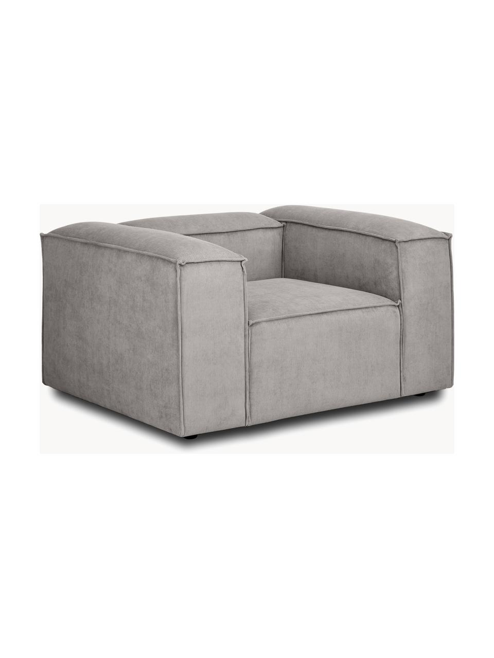 Sillón de pana Lennon, Tapizado: pana (92% poliéster, 8% p, Estructura: madera de pino maciza, ma, Patas: plástico Este producto es, Pana gris, An 130 x F 101 cm