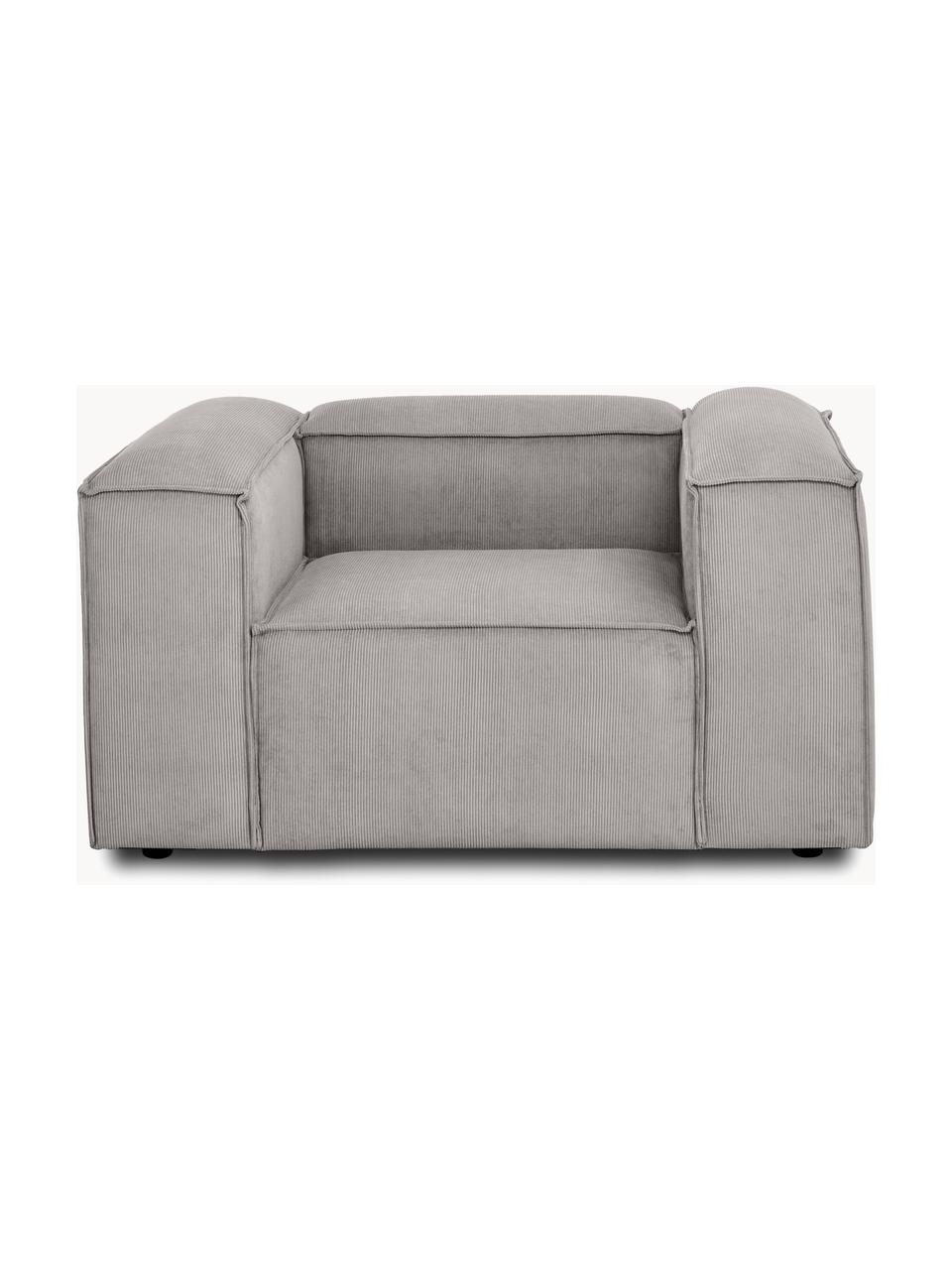 Sillón de pana Lennon, Tapizado: pana (92% poliéster, 8% p, Estructura: madera de pino maciza, ma, Patas: plástico Este producto es, Pana gris, An 130 x F 101 cm