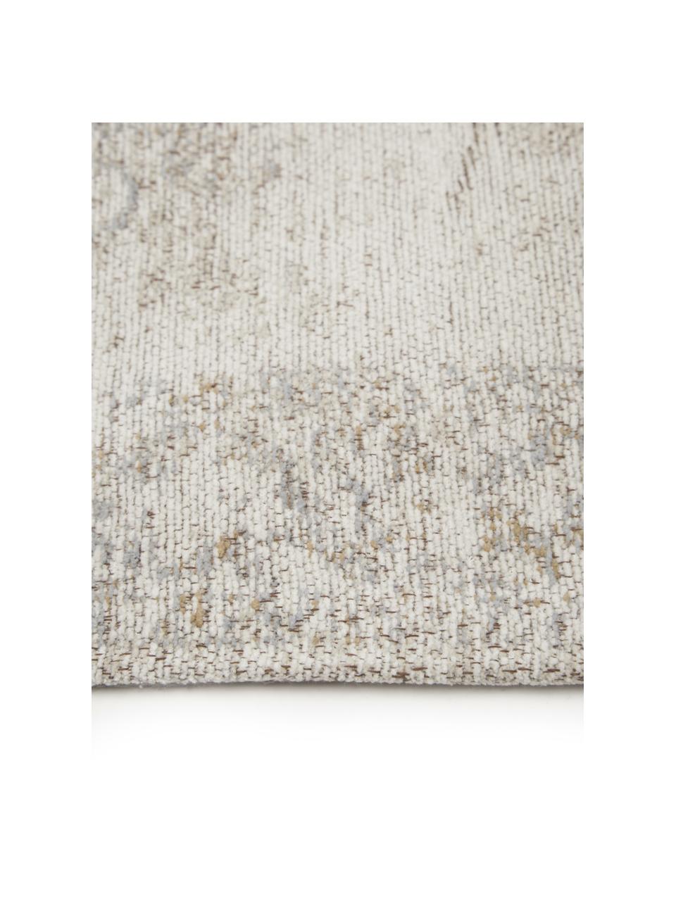 Ręcznie tkany chodnik szenilowy w stylu vintage Nalia, Odcienie kremowego, S 80 x D 300 cm