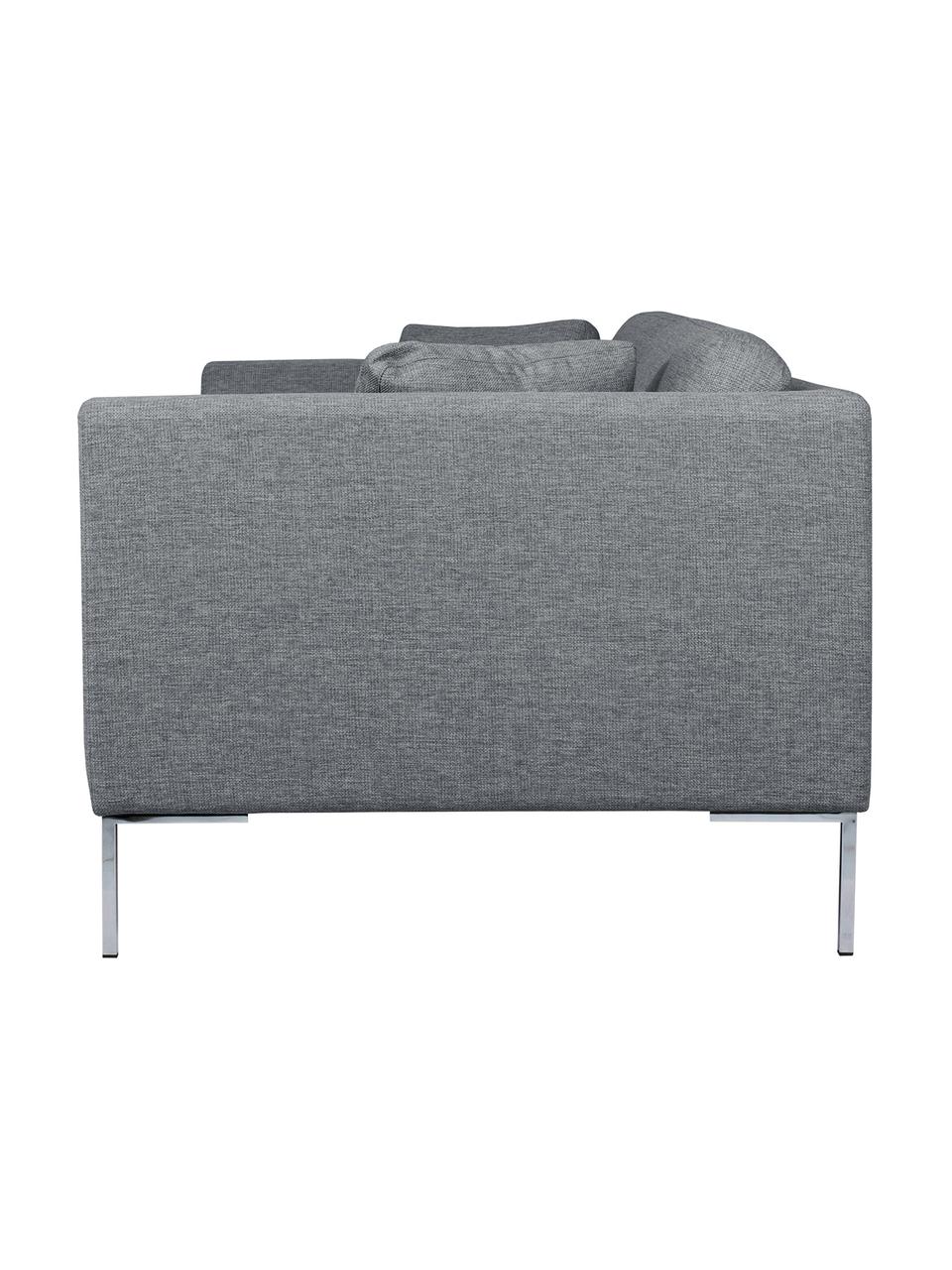 Sofa Emma (3-osobowa), Tapicerka: poliester 100 000 cykli w, Stelaż: lite drewno sosnowe, Nogi: metal galwanizowany, Szary, nogi: srebrny, S 227 x G 100 cm