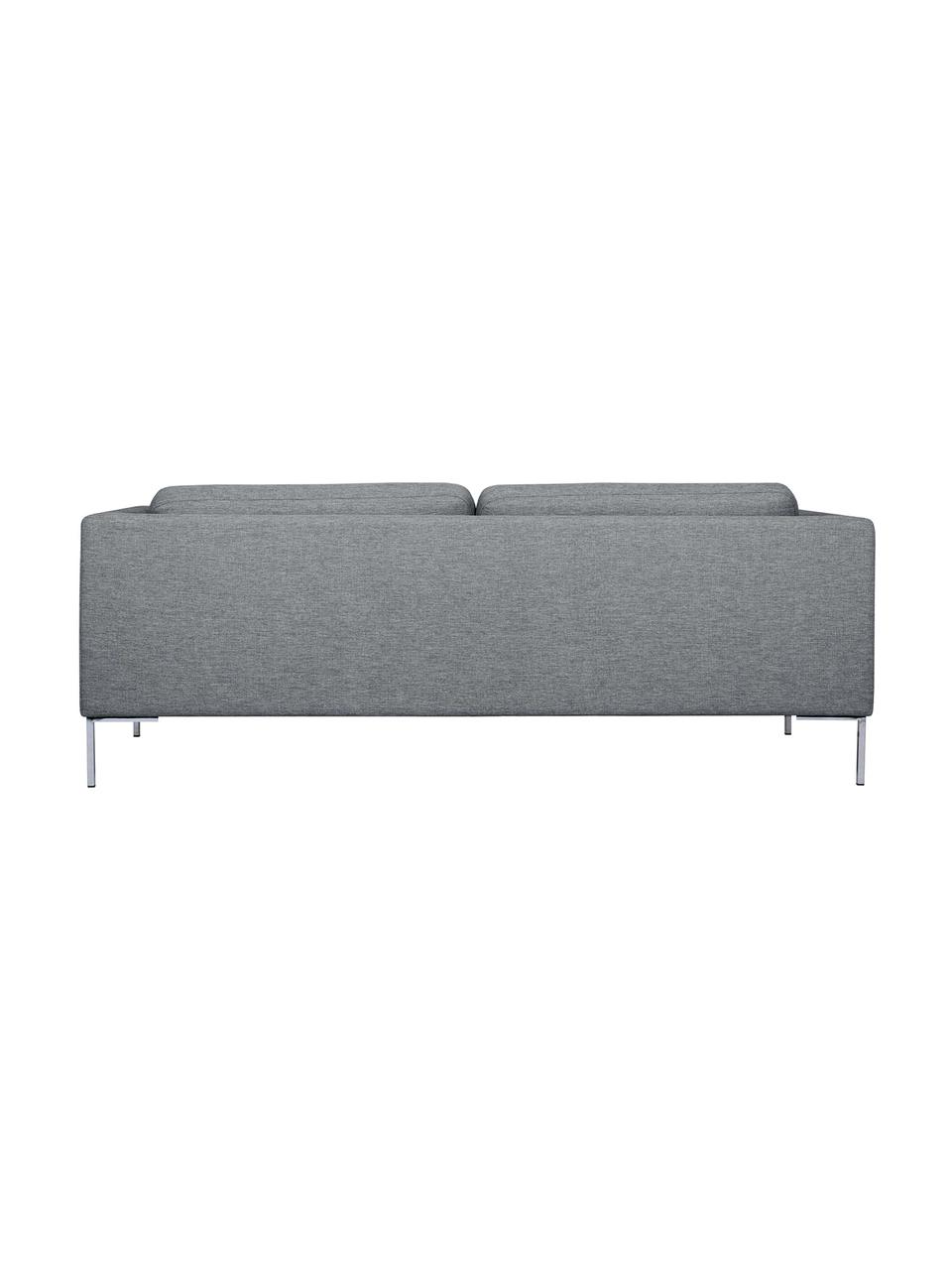 Sofa Emma (3-Sitzer), Bezug: Polyester 100.000 Scheuer, Gestell: Massives Kiefernholz, Webstoff Grau, Füsse Silber, B 227 x T 100 cm