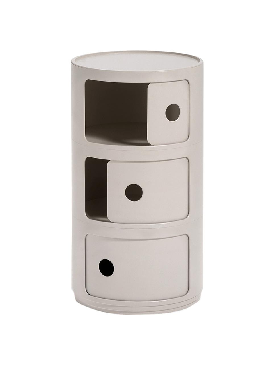 Contenitore di design con 3 cassetti Componibili Bio, 100% biopolimero da materie prime rinnovabili, Beige opaco, Ø 32 x Alt. 59 cm