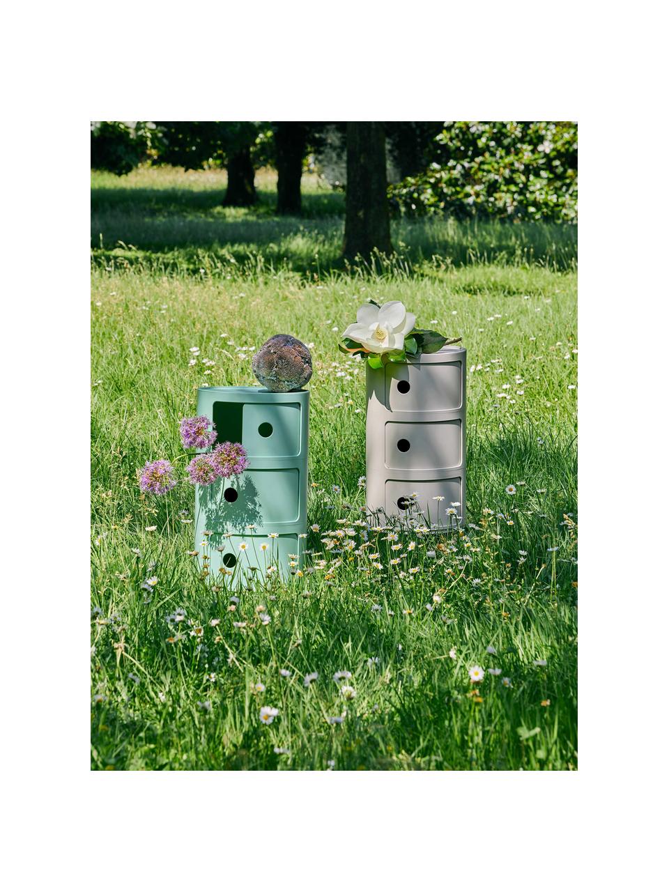 Contenitore di design con 3 cassetti Componibili Bio, 100% biopolimero da materie prime rinnovabili, Beige opaco, Ø 32 x Alt. 59 cm