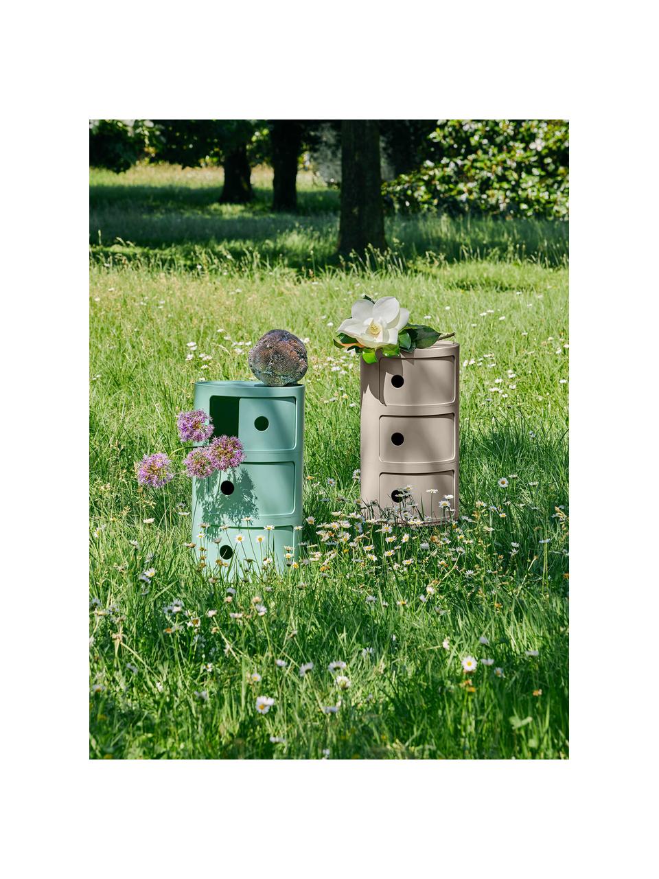Contenitore di design con 3 cassetti Componibili Bio, 100% biopolimero da materie prime rinnovabili, Beige opaco, Ø 32 x Alt. 59 cm