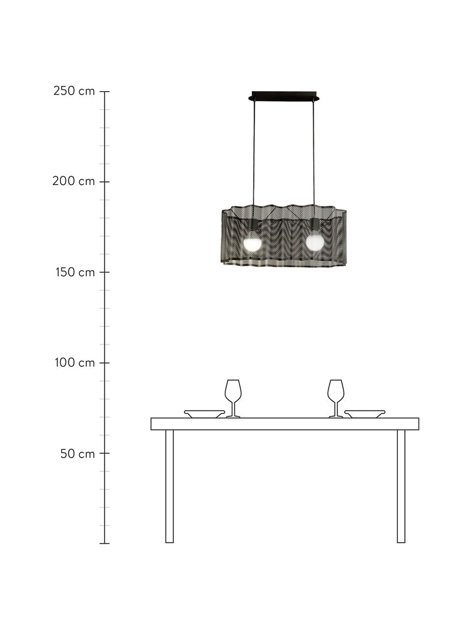 Ovale Pendelleuchte Glicine in Schwarz, Lampenschirm: Metall, beschichtet, Baldachin: Metall, beschichtet, schwarz, 70 x 28 cm