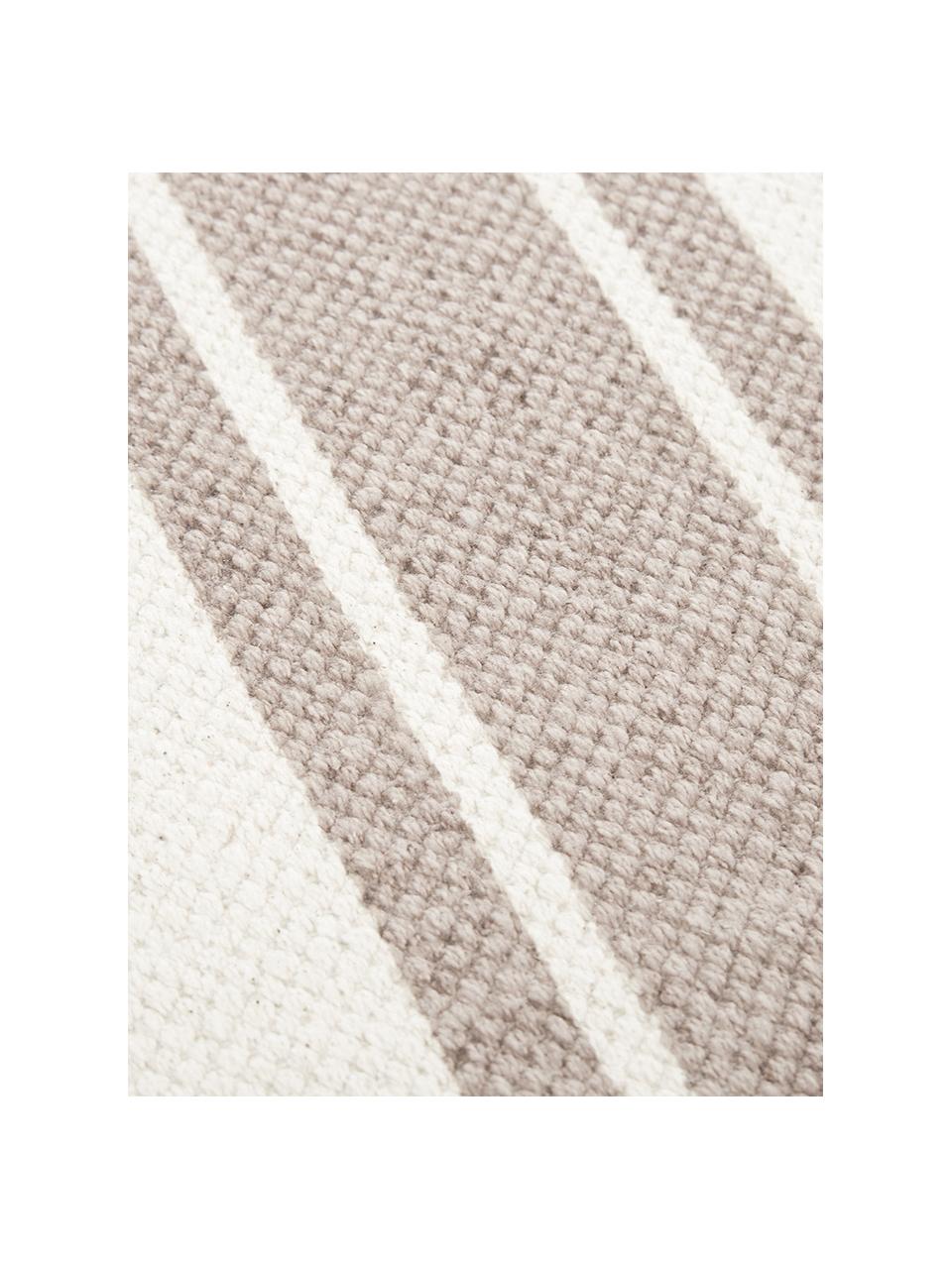 Alfombra corredor artesanal de algodón a rayas Vigga, 100% algodón, Gris pardo, beige, An 80 x L 250 cm