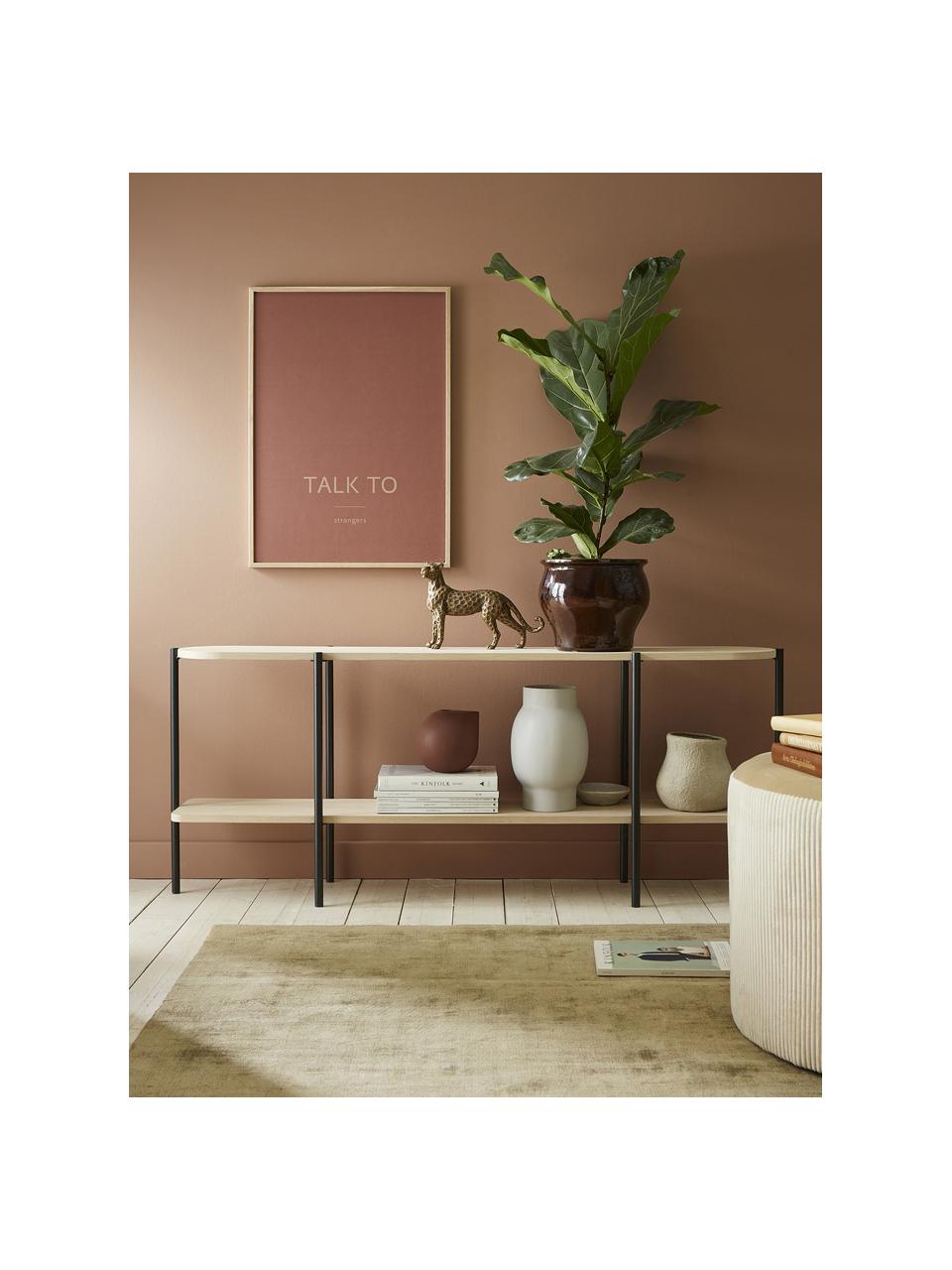 Wandrek Gugge van hout en metaal, Frame: gepoedercoat metaal, Hout, zwart, B 150 x H 61 cm