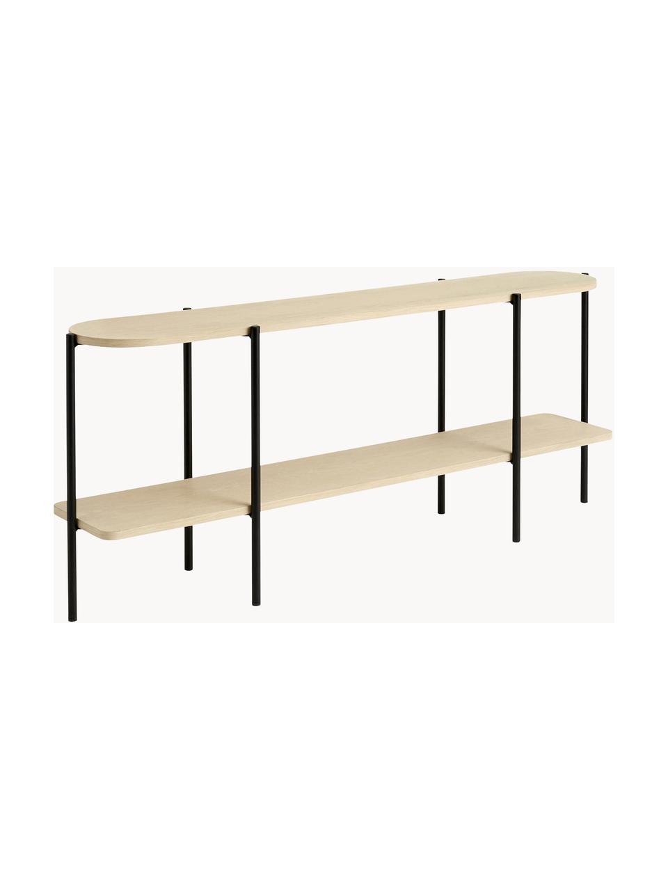 Scaffale in legno e metallo Gugge, Ripiani: pannello MDF (fibra a med, Struttura: metallo verniciato a polv, Legno, nero, Larg. 150 x Alt. 61 cm