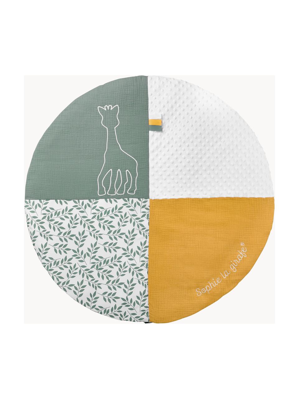 Tappetino da gioco Sophie la girafe, 90% poliestere, 10% cotone, Bianco, giallo, verde salvia, Ø 90 x Alt. 53 cm