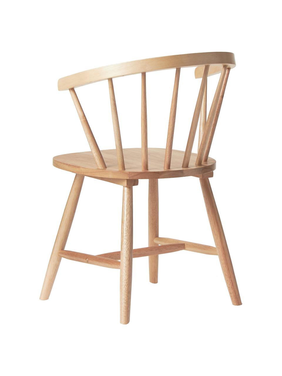 Windsor houten stoelen Megan, 2 stuks, Gelakt rubberhout, Rubberhoutkleurig, B 53 x D 52 cm