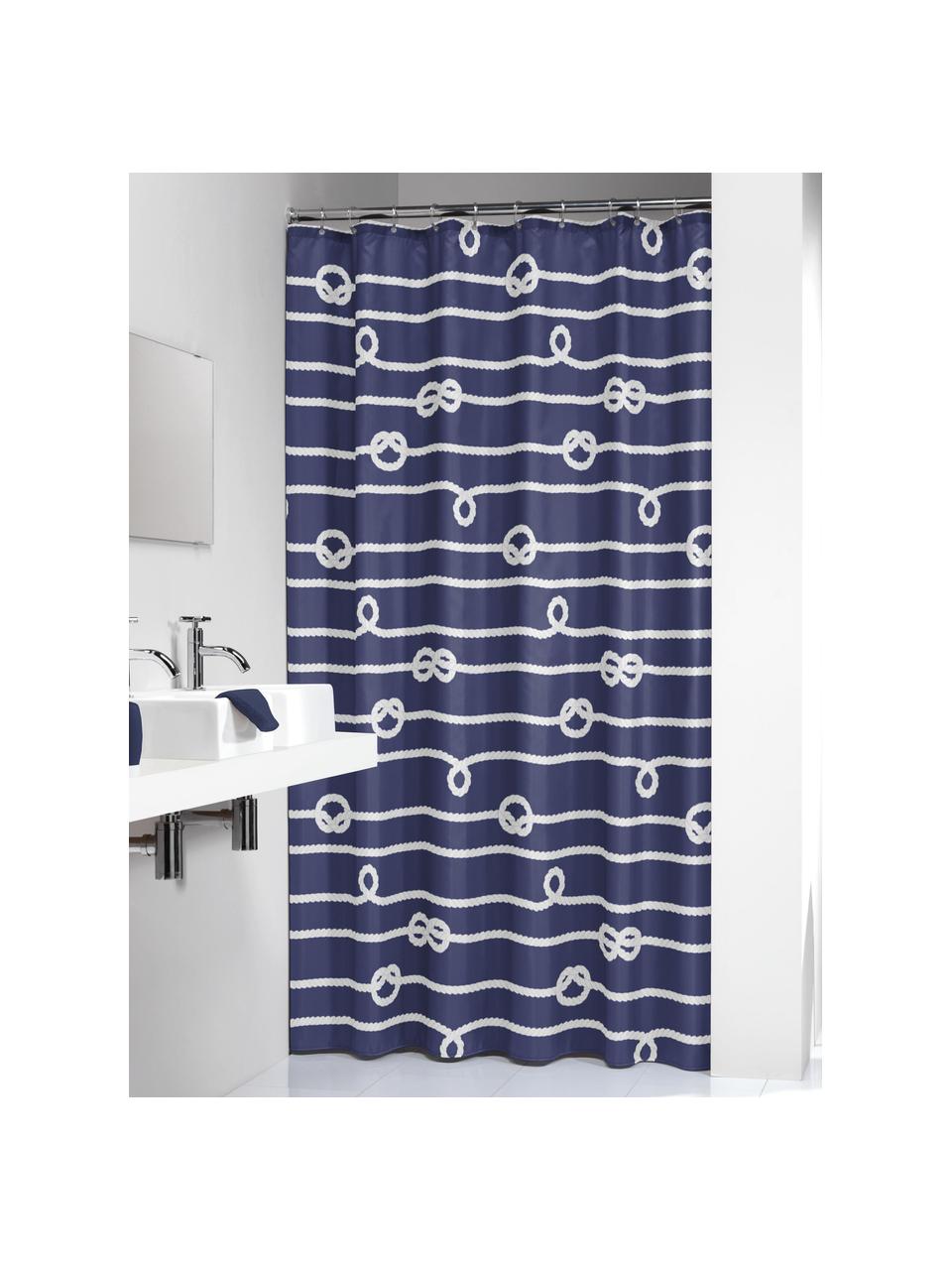 Cortina de baño Delaney, Ojales: metal, Azul, blanco, An 180 x L 200 cm