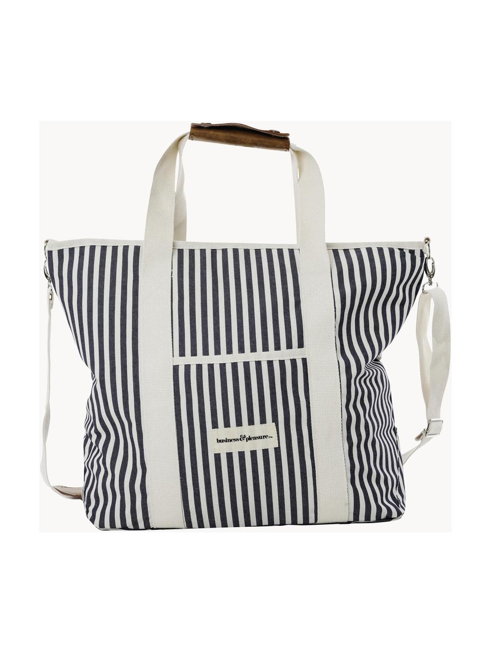 Kühltasche Strand, 40 % Baumwolle, 40 % Polyester, 15 % Wasserferstes Vinyl, 5 % Leder, Off White, Anthrazit, B 41 x H 51 cm