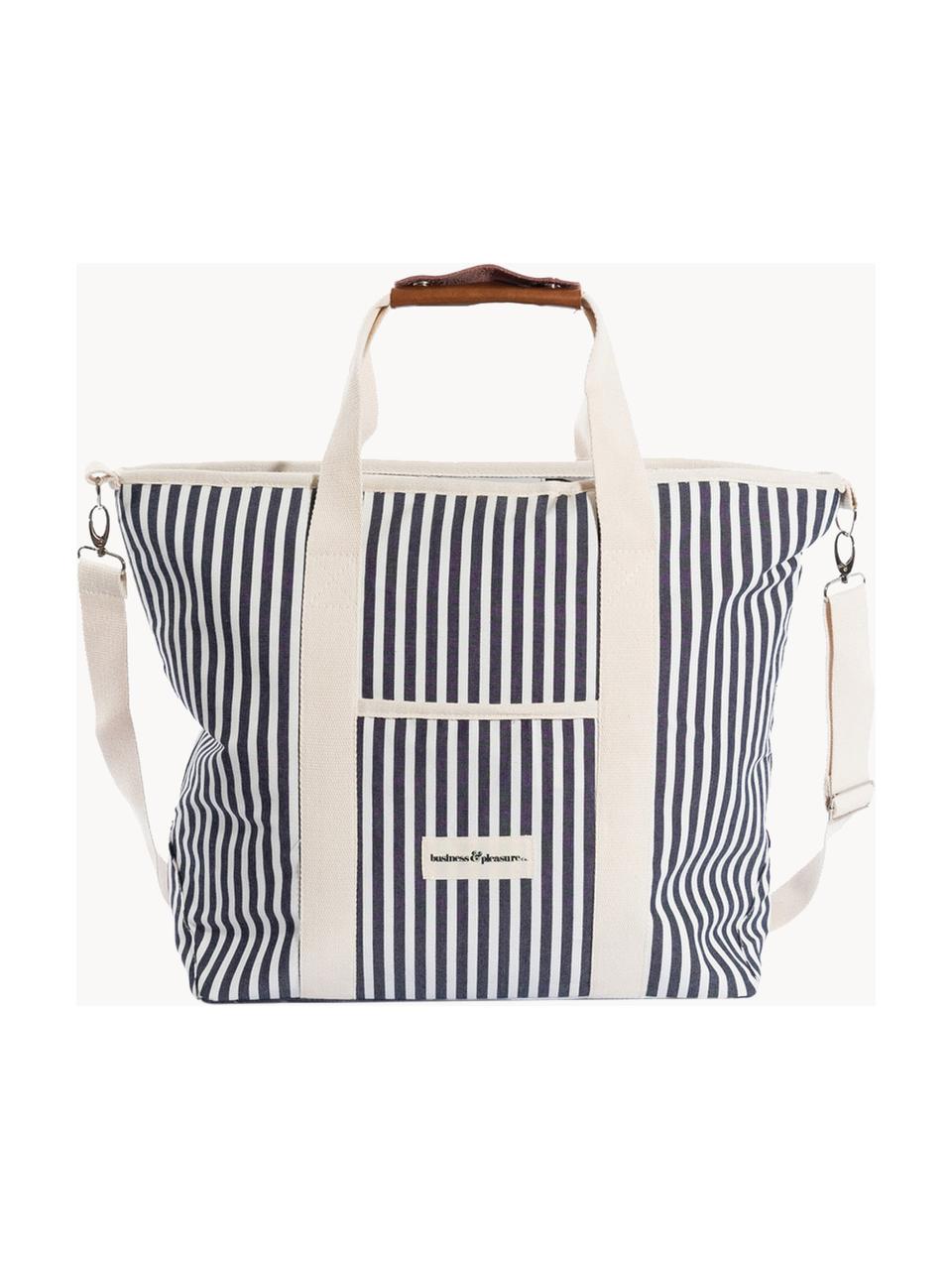 Kühltasche Strand, 40 % Baumwolle, 40 % Polyester, 15 % Wasserferstes Vinyl, 5 % Leder, Off White, Anthrazit, B 41 x H 51 cm