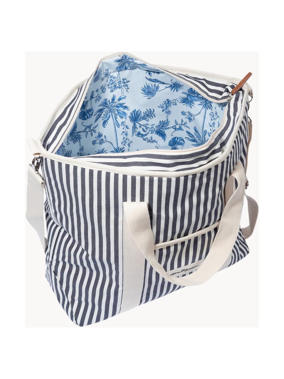 Kühltasche Strand, 40 % Baumwolle, 40 % Polyester, 15 % Wasserferstes Vinyl, 5 % Leder, Off White, Anthrazit, B 41 x H 51 cm