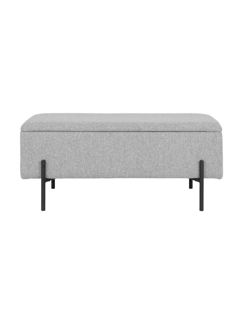 Sametová čalouněná lavice s úložným prostorem Woldorf, Šedá, Š 95 cm, V 46 cm