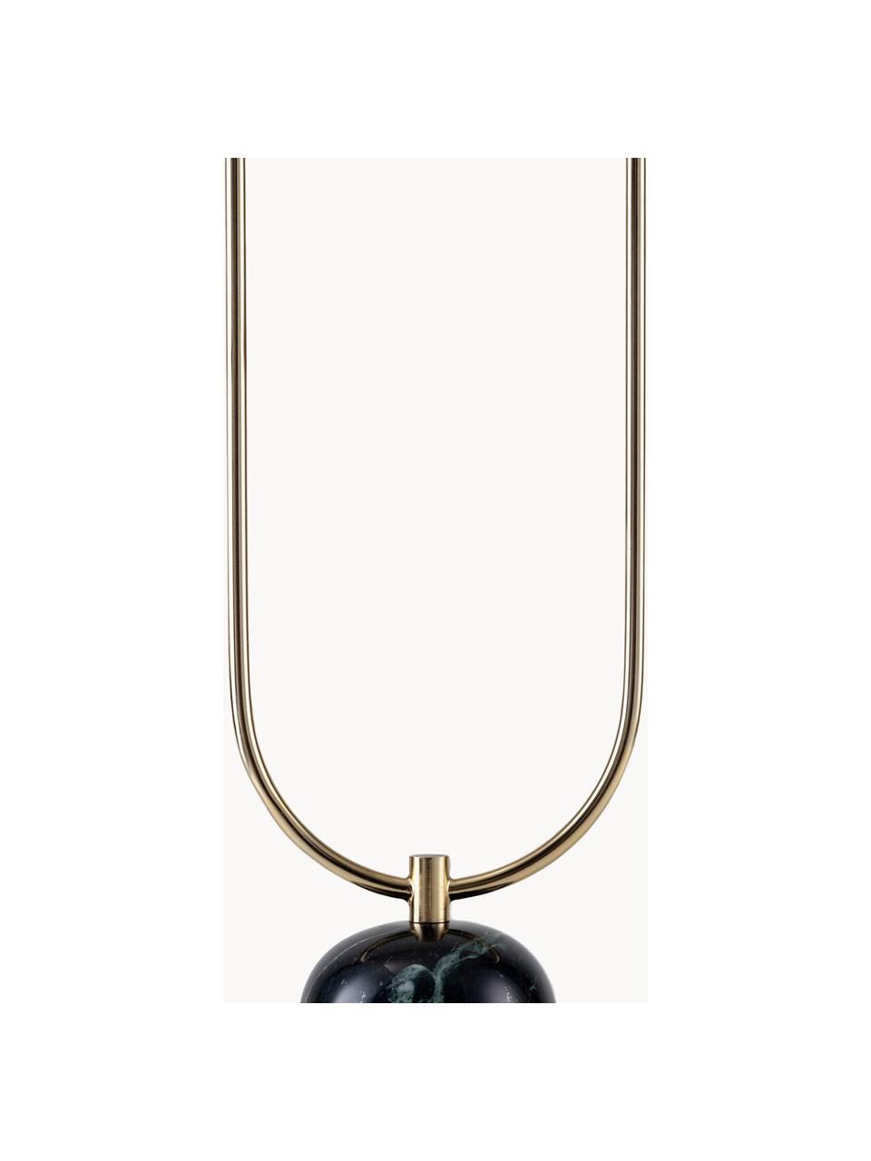 Kleine Stehlampe Curve mit Marmorfuss, Lampenschirm: Glas, Goldfarben, Dunkelgrün marmoriert, H 130 cm