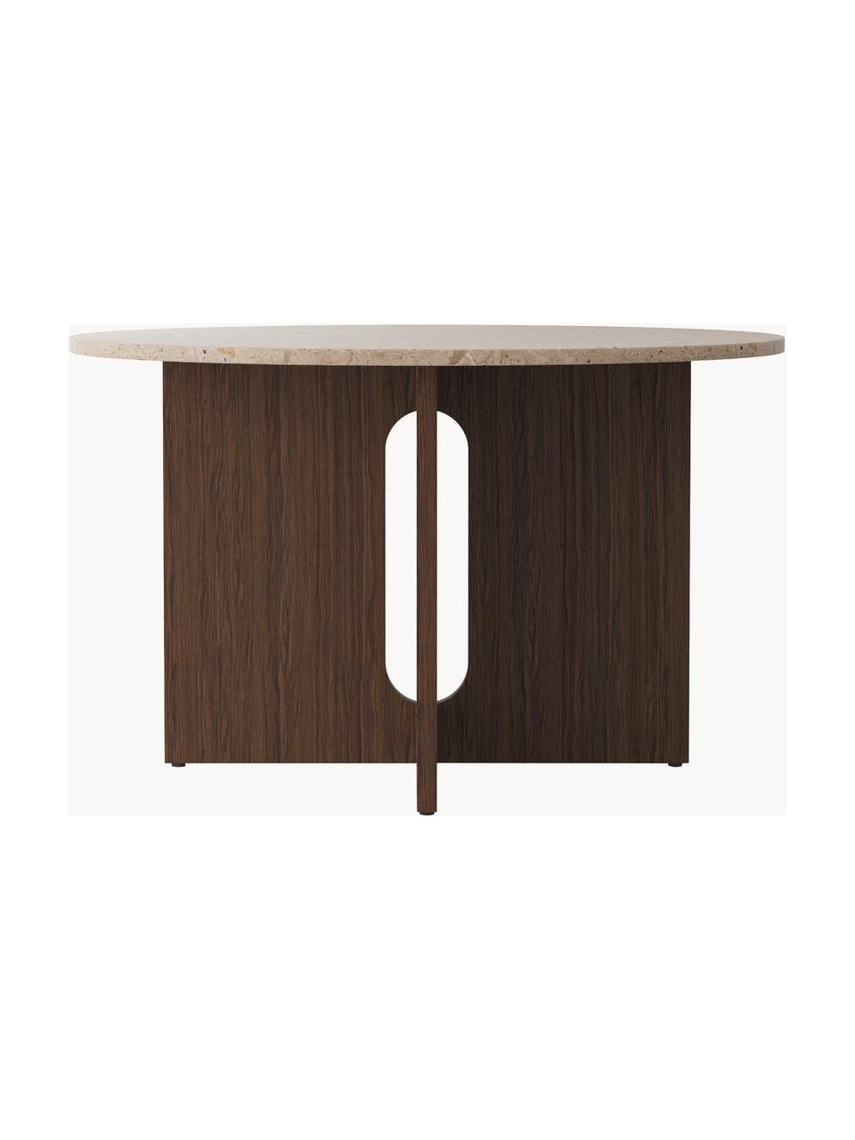 Mesa de comedor Androgyne, tablero de piedra arenisca, Ø 120 cm, Tablero: arenisca, Estructura: tablero de fibras de dens, Madera oscura, arena, Ø 120 cm