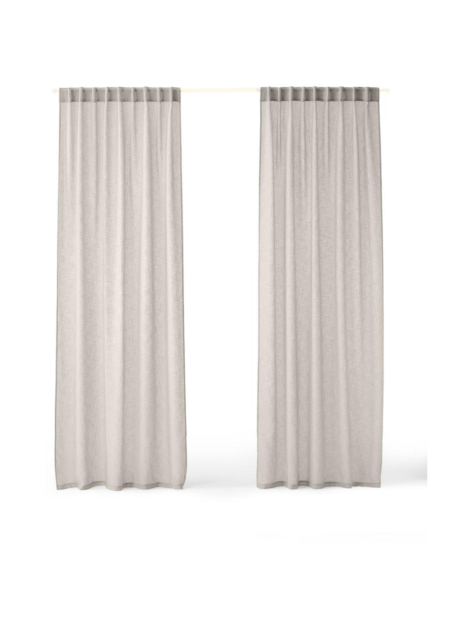 Poloprůhledné závěsy s tunelovým lemem Ibiza, 2 ks, 100% polyester, Béžová, Š 135 cm, D 260 cm