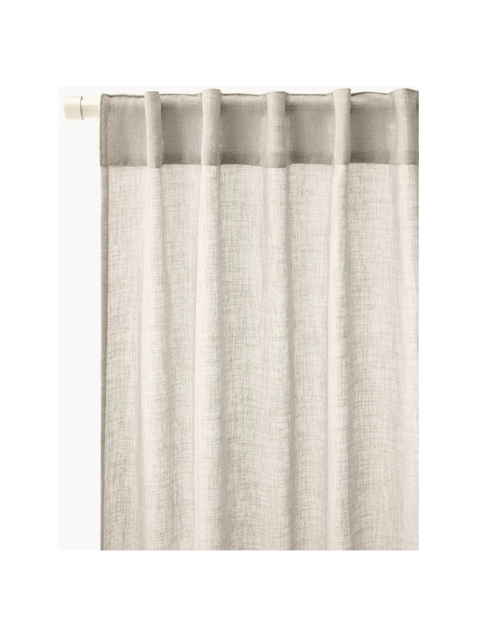 Cortinas semitransparente con dobladillo Gardine Ibiza, 2 uds., 100% poliéster, Greige, An 135 x L 260 cm