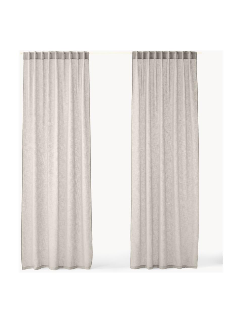 Cortinas semitransparente con dobladillo Gardine Ibiza, 2 uds., 100% poliéster, Greige, An 135 x L 260 cm