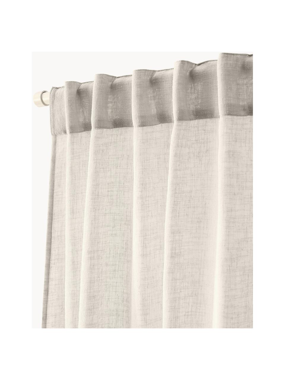 Cortinas semitransparente con dobladillo Gardine Ibiza, 2 uds., 100% poliéster, Greige, An 135 x L 260 cm