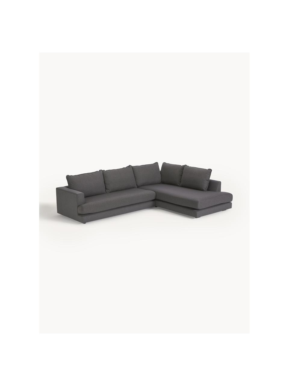 Ecksofa Tribeca, Bezug: 100 % Polyester Der hochw, Gestell: Massives Kiefernholz, FSC, Füße: Massives Buchenholz, lack, Webstoff Anthrazit, B 274 x T 192 cm, Eckteil rechts