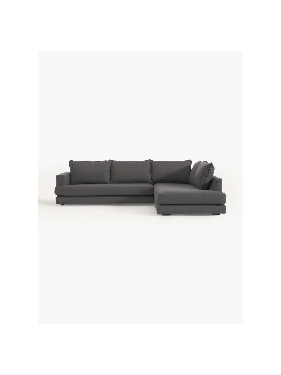 Sofa narożna Tribeca, Tapicerka: 100% poliester Dzięki tka, Stelaż: lite drewno sosnowe z cer, Nogi: lite drewno sosnowe z cer, Antracytowa tkanina, S 274 x G 192 cm, prawostronna