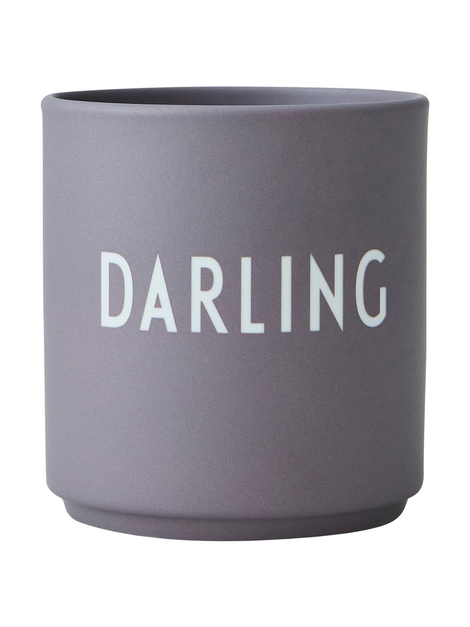 Bol design avec lettrage Favourite DARLING, Lilas foncé, mat, blanc