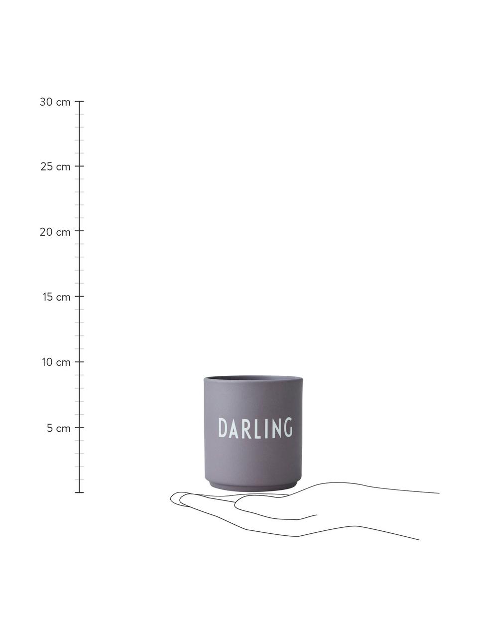 Bol design avec lettrage Favourite DARLING, Lilas foncé, mat, blanc