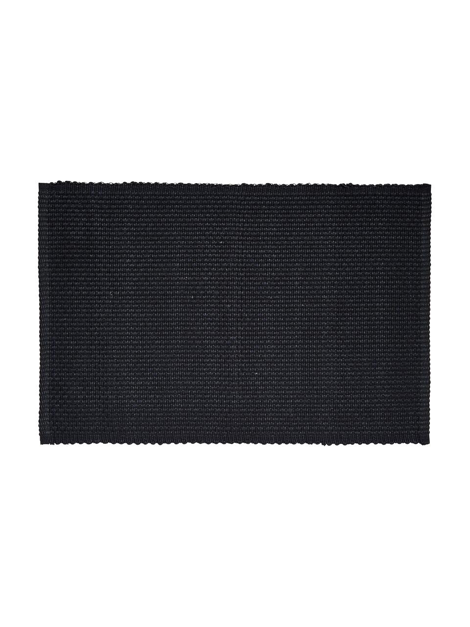 Podkładka z bawełny Grain, 4 szt., 100% bawełna, Czarny, S 33 x D 49 cm