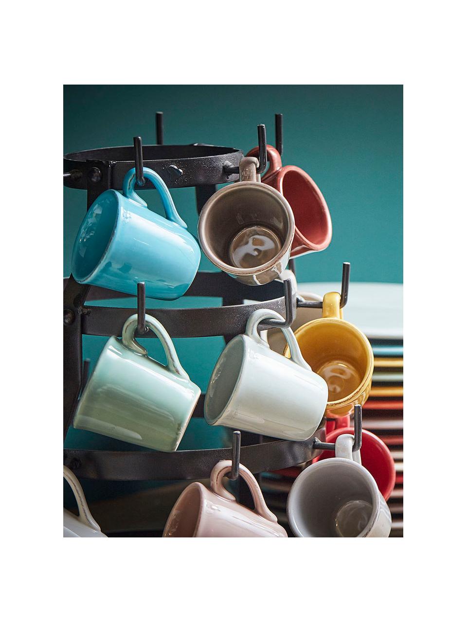 Tazas de café Constance, 2 uds., estilo rústico, Gres, Verde menta, Ø 8 x Al 6