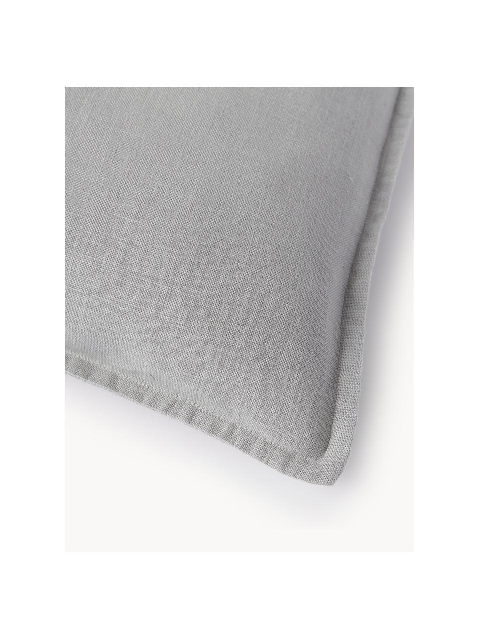 Housse de coussin pur lin gris clair Lanya, 100 % pur lin, Gris clair, larg. 40 x long. 40 cm