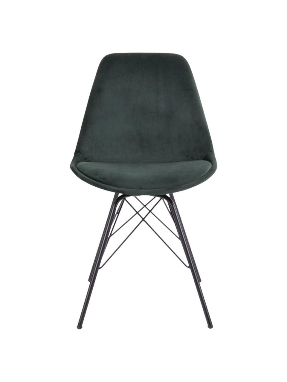 Sedia imbottita in velluto Oslo 2 pz, Gambe: metallo rivestito, Verde, Larg. 48 x Alt. 55 cm