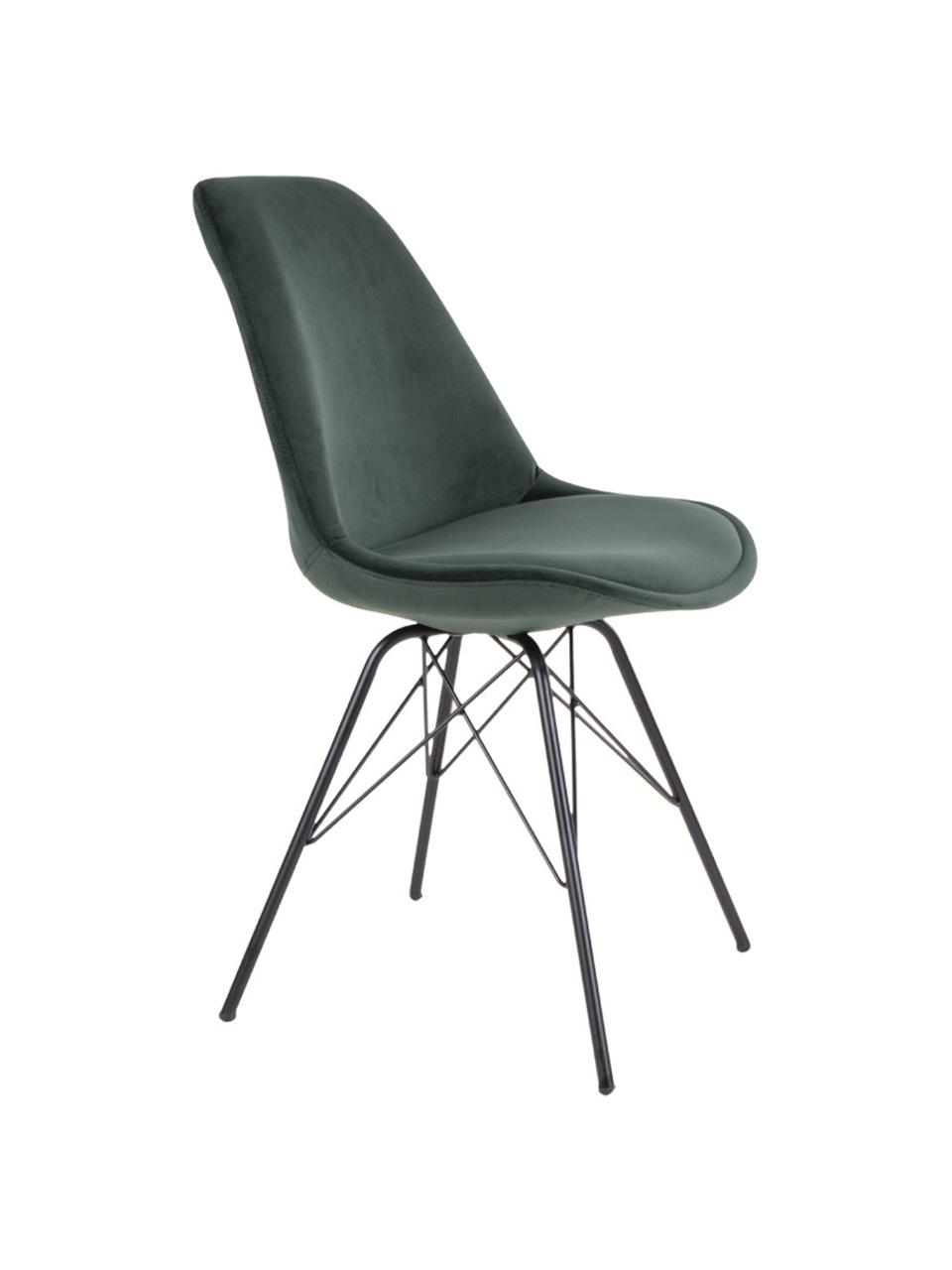 Sedia imbottita in velluto Oslo 2 pz, Gambe: metallo rivestito, Verde, Larg. 48 x Alt. 55 cm