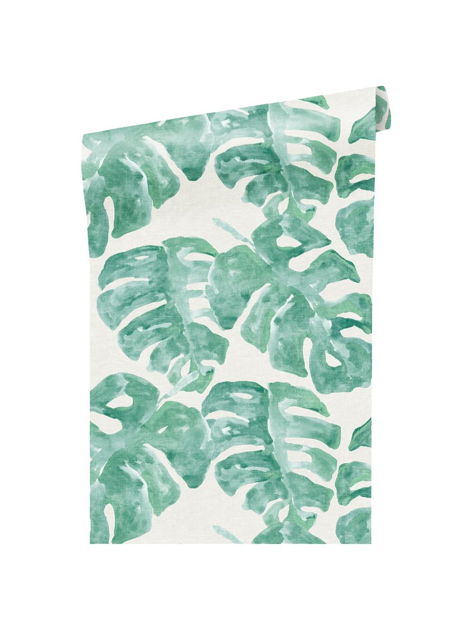 Papel pintado Blend Dschungel, Tejido no tejido, Blanco, verde, An 52 x L 1000 cm