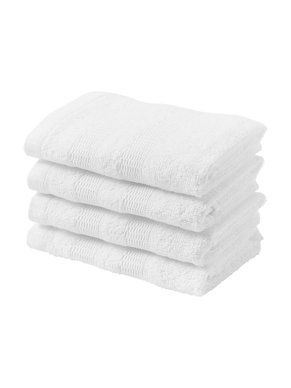 Ręczniki dla gości z bawełny Camila, 4 szt., Biały, S 30 x D 50 cm