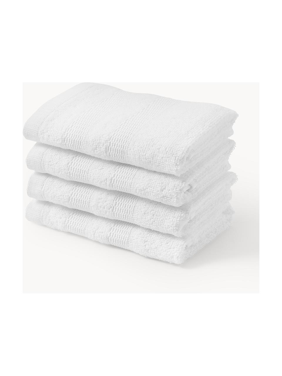 Ręczniki dla gości z bawełny Camila, 4 szt., Biały, Ręcznik dla gości, S 30 x D 50 cm